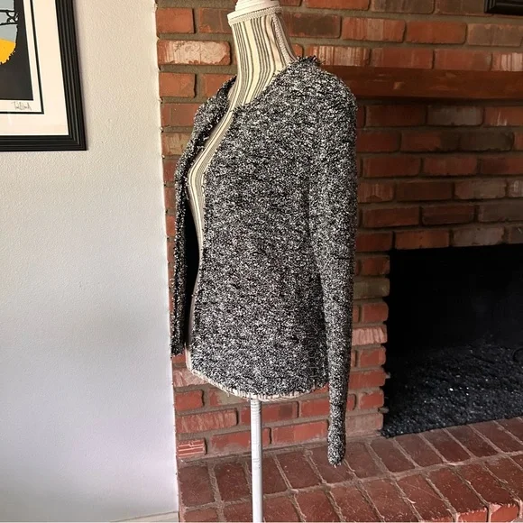 IRO Chada Metal Laced Boucle Open Blazer Jacket in Black & White Sz M - Picture 8 of 14